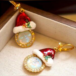 Kirks Folly Iced Moon Christmas Earrings